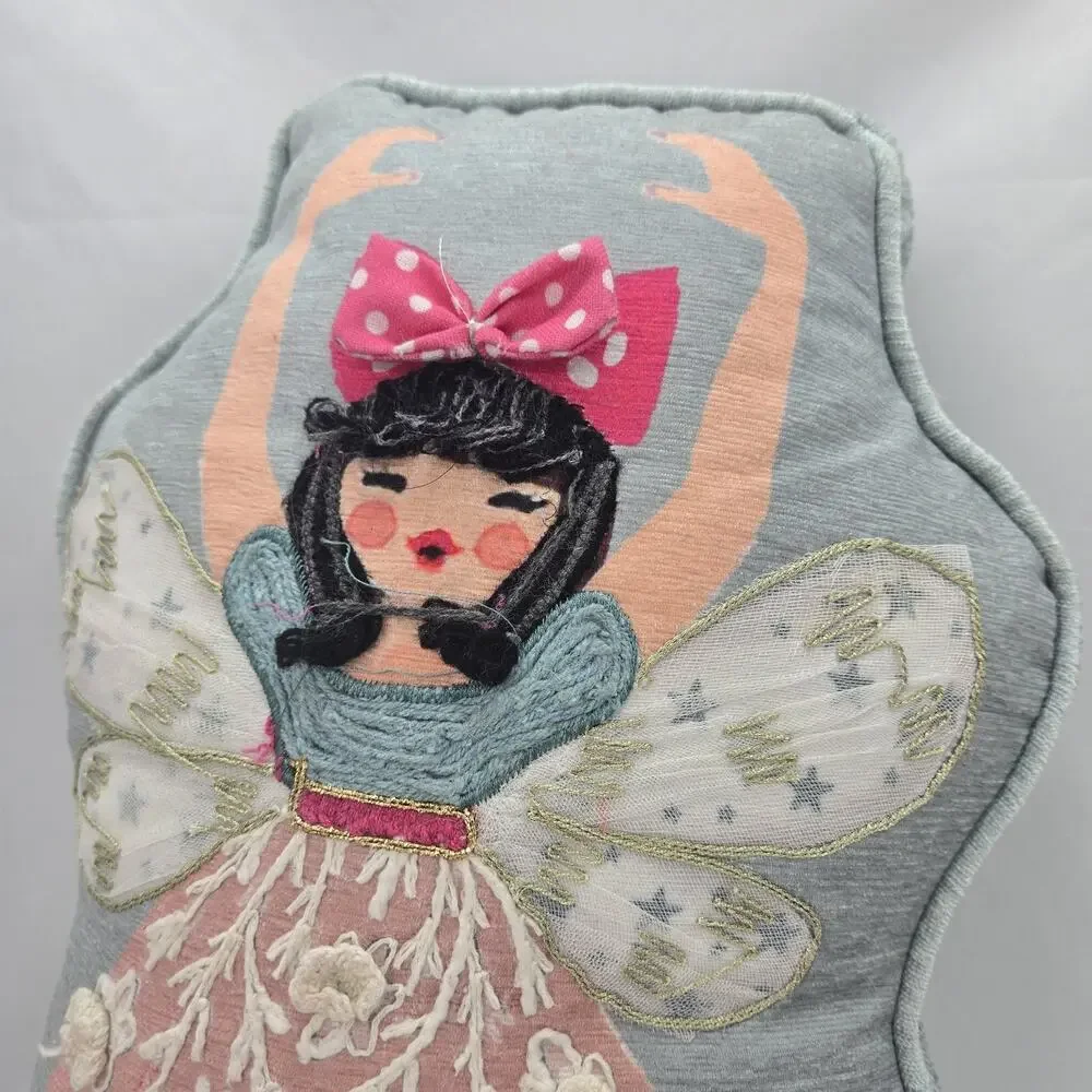 Martha Stewart Accent Pillow Fairy Ballerina Embroidered Crochet Princess Cottag